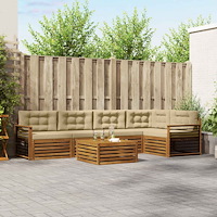 vidaXL Utomhussoffset med kudde 6 pcs Naturlig och Beige