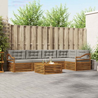 vidaXL Utomhussoffset 6 pcs Naturlig och Ljus Grå Massivt Akaciaträ