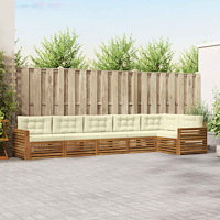 vidaXL Utomhussoffset med kudde 6 pcs Naturlig och Grädde