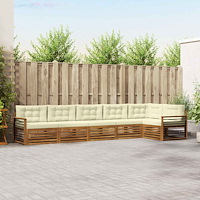 vidaXL Utomhussoffset med kudde 6 pcs Naturlig och Grädde