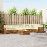 vidaXL Utomhussoffset med kudde 7 pcs Naturlig och Grädde