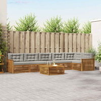 vidaXL Utomhussoffset 7 pcs Naturlig och Ljus Grå Massivt Akaciaträ