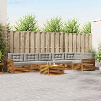 vidaXL Utomhussoffset 7 pcs Naturlig och Ljus Grå Massivt Akaciaträ