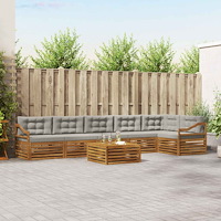 vidaXL Utomhussoffset 7 pcs Naturlig och Ljus Grå Massivt Akaciaträ