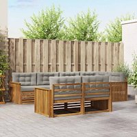 vidaXL Utomhussoffset med kudde 22 pcs Naturlig och Ljus Grå