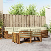 vidaXL Utomhussoffset med kudde 7 pcs Naturlig och Grädde