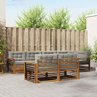 vidaXL Utomhussoffset med kudde 22 pcs Naturlig och Ljus Grå