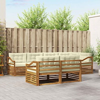 vidaXL Utomhussoffset med kudde 7 pcs Naturlig och Grädde