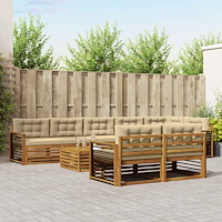 vidaXL Utomhussoffset med kudde 9 pcs Naturlig och Beige