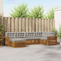 vidaXL Utomhussoffset med kudde 6 pcs Naturlig och Ljus Grå