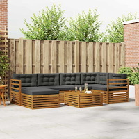 vidaXL Utomhussoffset med kudde 7 pcs Naturlig och Antracit