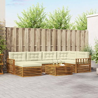 vidaXL Utomhussoffset med kudde 7 pcs Naturlig och Grädde