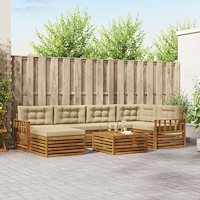 vidaXL Utomhussoffset med kudde 7 pcs Naturlig och Beige