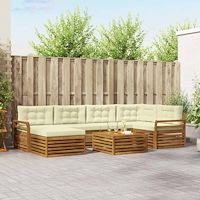 vidaXL Utomhussoffset med kudde 7 pcs Naturlig och Grädde