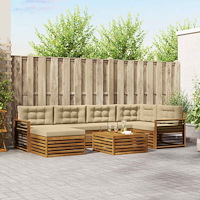 vidaXL Utomhussoffset med kudde 7 pcs Naturlig och Beige