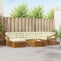 vidaXL Utomhussoffset med kudde 7 pcs Naturlig och Grädde