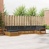 vidaXL Soffgrupper 7 pcs Naturlig och Antracit Massivt Akaciaträ