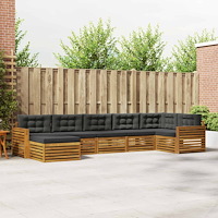 vidaXL Soffgrupper 7 pcs Naturlig och Antracit Massivt Akaciaträ