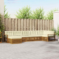 vidaXL Soffgrupper 7 pcs Naturlig och Grädde Massivt Akaciaträ