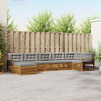 vidaXL Soffgrupper 7 pcs Naturlig och Ljus Grå Massivt Akaciaträ