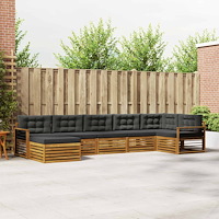 vidaXL Soffgrupper 7 pcs Naturlig och Antracit Massivt Akaciaträ