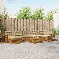 vidaXL Soffgrupper 8 pcs Naturlig och Beige Massivt Akaciaträ