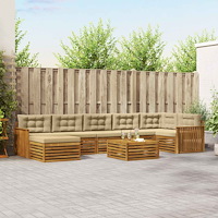 vidaXL Soffgrupper 8 pcs Naturlig och Beige Massivt Akaciaträ