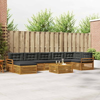 vidaXL Soffgrupper 8 pcs Naturlig och Antracit Massivt Akaciaträ