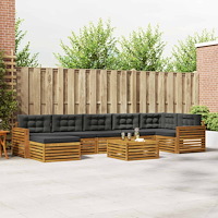 vidaXL Soffgrupper 8 pcs Naturlig och Antracit Massivt Akaciaträ