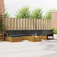 vidaXL Soffgrupper 8 pcs Naturlig och Antracit Massivt Akaciaträ