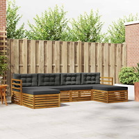 vidaXL Soffgrupper 6 pcs Naturlig och Antracit Massivt Akaciaträ