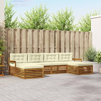 vidaXL Soffgrupper 6 pcs Naturlig och Grädde Massivt Akaciaträ