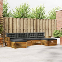 vidaXL Soffgrupper 6 pcs Naturlig och Antracit Massivt Akaciaträ