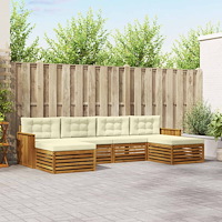 vidaXL Soffgrupper 6 pcs Naturlig och Grädde Massivt Akaciaträ