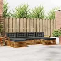 vidaXL Soffgrupper 6 pcs Naturlig och Antracit Massivt Akaciaträ