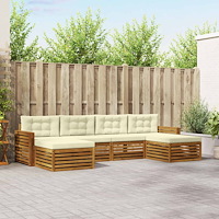 vidaXL Soffgrupper 6 pcs Naturlig och Grädde Massivt Akaciaträ
