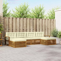 vidaXL Soffgrupper 6 pcs Naturlig och Grädde Massivt Akaciaträ