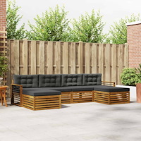 vidaXL Soffgrupper 6 pcs Naturlig och Antracit Massivt Akaciaträ