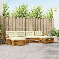 vidaXL Soffgrupper 6 pcs Naturlig och Grädde Massivt Akaciaträ