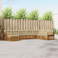 vidaXL Soffgrupper 8 pcs Naturlig och Beige Massivt Akaciaträ