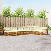 vidaXL Soffgrupper 8 pcs Naturlig och Grädde Massivt Akaciaträ