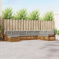 vidaXL Soffgrupper 8 pcs Naturlig och Ljus Grå Massivt Akaciaträ