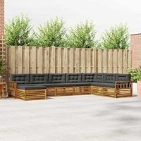 vidaXL Soffgrupper 8 pcs Naturlig och Antracit Massivt Akaciaträ