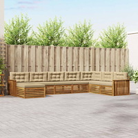 vidaXL Soffgrupper 8 pcs Naturlig och Beige Massivt Akaciaträ