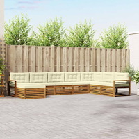 vidaXL Soffgrupper 8 pcs Naturlig och Grädde Massivt Akaciaträ