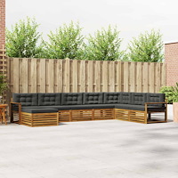 vidaXL Soffgrupper 8 pcs Naturlig och Antracit Massivt Akaciaträ