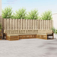 vidaXL Soffgrupper 8 pcs Naturlig och Beige Massivt Akaciaträ