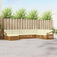 vidaXL Soffgrupper 8 pcs Naturlig och Grädde Massivt Akaciaträ