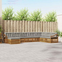 vidaXL Soffgrupper 8 pcs Naturlig och Ljus Grå Massivt Akaciaträ