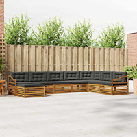 vidaXL Soffgrupper 8 pcs Naturlig och Antracit Massivt Akaciaträ